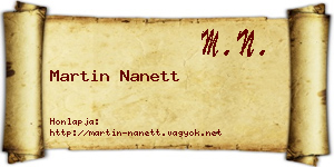 Martin Nanett névjegykártya